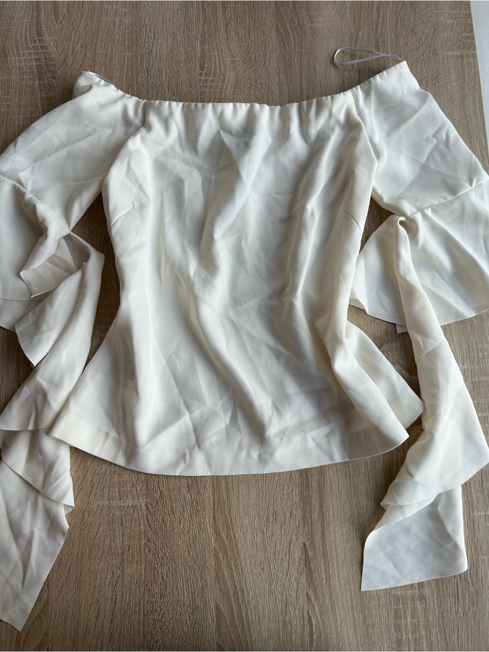 Pinko Off-Shoulder Ruffle Tie-Sleeve Blouse - Cream